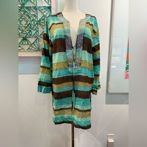 Green and Brown Relaxed Swim Coverup